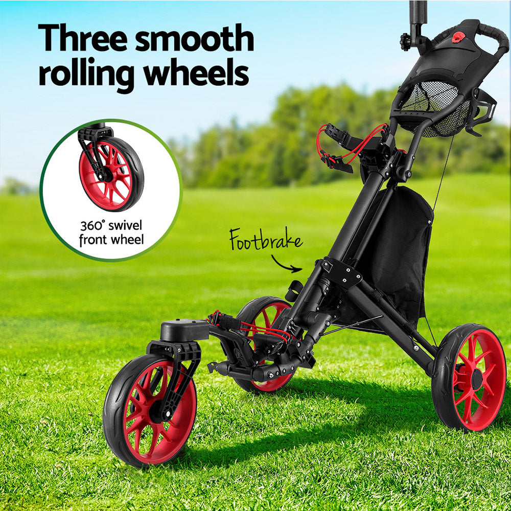 NNEDSZ Golf Buggy Foldable Trolley Golf Cart Swivel Wheel Umbrella Bottle Stand
