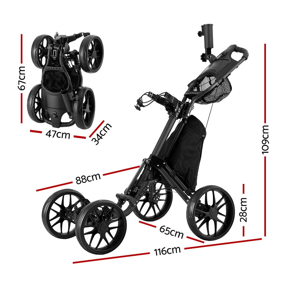 NNEDSZ Golf Buggy Foldable Trolley Golf Cart Wheels Umbrella Bottle Holder