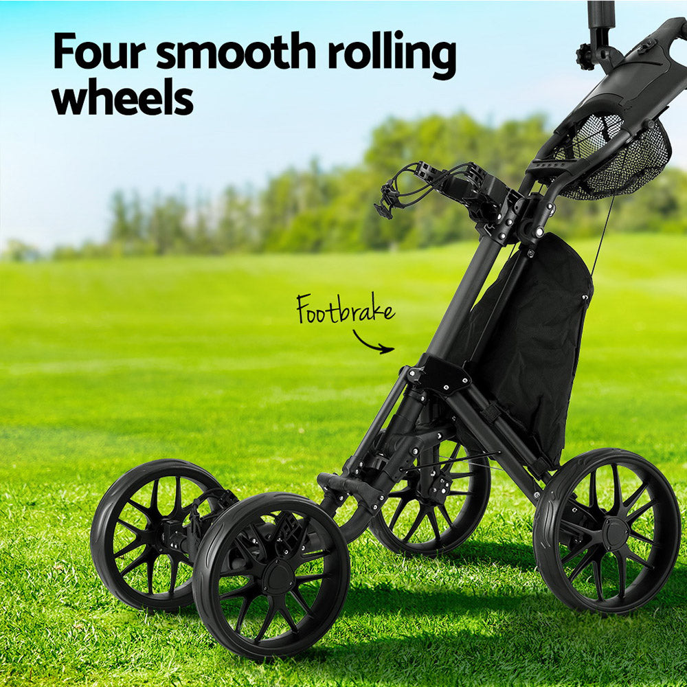 NNEDSZ Golf Buggy Foldable Trolley Golf Cart Wheels Umbrella Bottle Holder