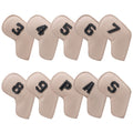 NNEDSZ Beige Golf Iron Head Covers Set of 10 - Waterproof PU Leather Club Protectors with Embroidered Numbers (3-9, P, A, S)