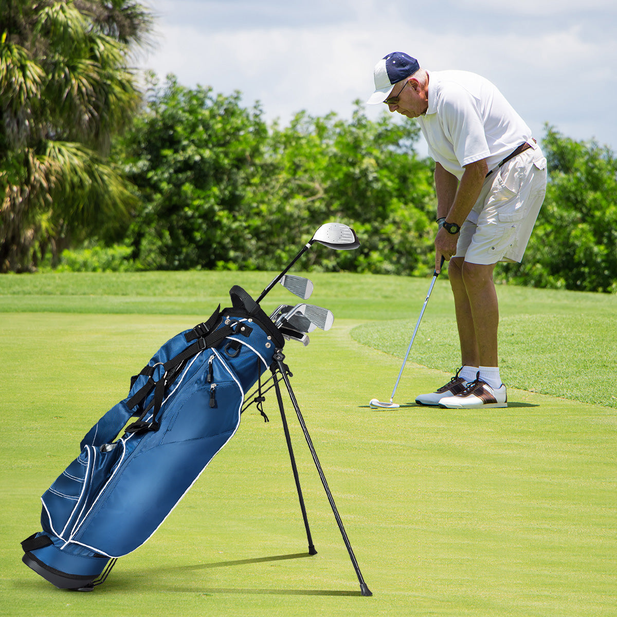 NNECW Ultra Lightweight Golf Bag with 4-Way Top Dividers for Golf Course &amp; Travel-Navy