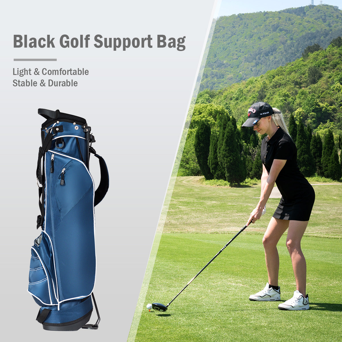 NNECW Ultra Lightweight Golf Bag with 4-Way Top Dividers for Golf Course &amp; Travel-Navy